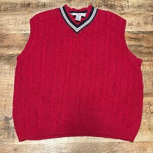 Carolina Colours Plus vest sz 22w/42 color red Cotton Blend Cable Knit (10)